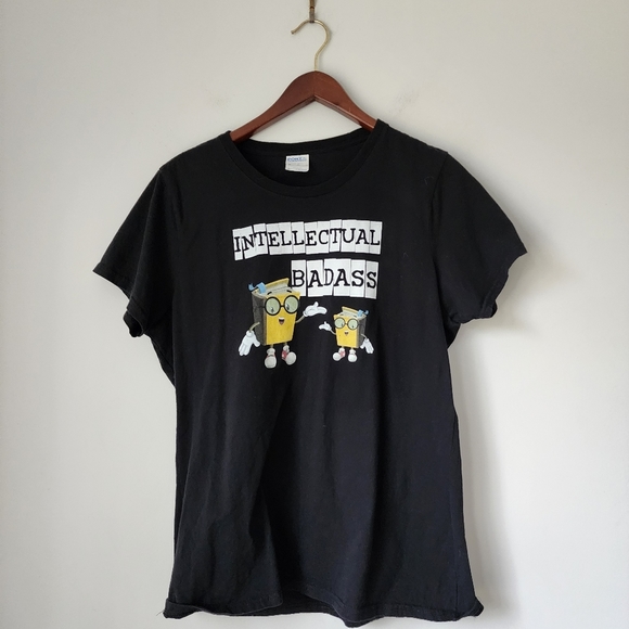 Intellectual Badass Black T Shirt L Book Worm Nerd Geek - Picture 8 of 10